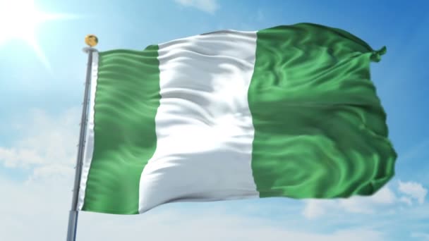 Nigéria Bandeira Sem Costura Looping Renderização Vídeo Inclui Isolado Tela — Vídeo de Stock