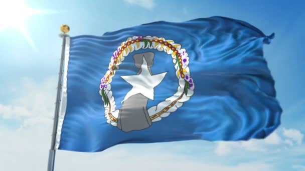 Isole Marianne Settentrionali Bandiera Senza Soluzione Continuità Loop Video Rendering — Video Stock