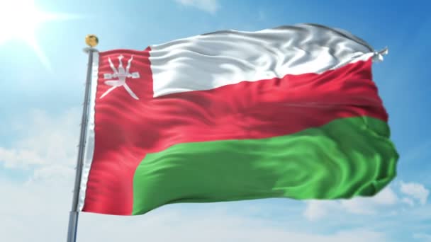 Oman Flag Seamless Looping Rendering Video Includes Isolated Green Screen — Stock Video