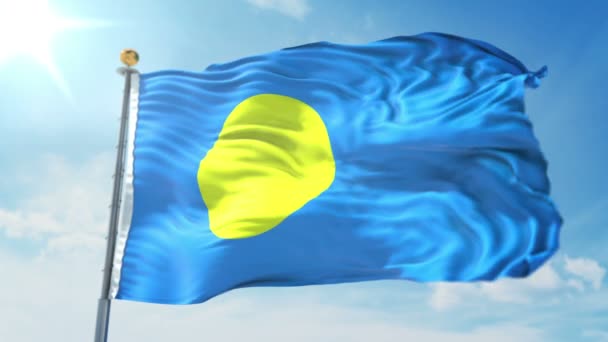Palau Flagga Sömlös Looping Rendering Video Omfattar Isolerade Grön Skärm — Stockvideo