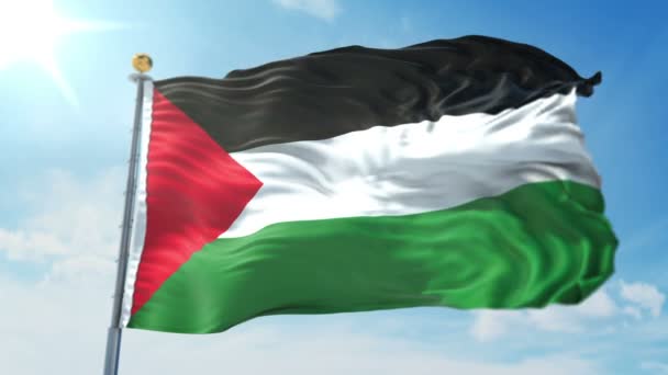 Bandera Palestine Bucle Sin Fisuras Renderizado Vídeo Incluye Aislado Pantalla — Vídeos de Stock