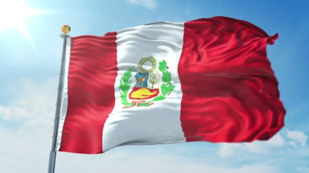 Vlajka Peru Bezproblémové Přehrávání Vykreslování Videa Obsahuje Izolované Zelenou Obrazovku — Stock video