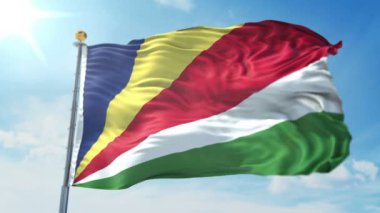 Seyşeller bayrak 3d işleme video döngü sorunsuz. 3 in 1: luma mat Ae içinde kolay kırpma için olarak izole üzerinde yeşil ekran ve alfa kanalı içerir. Güzel Tekstil Kumaş kumaş döngü sallayarak