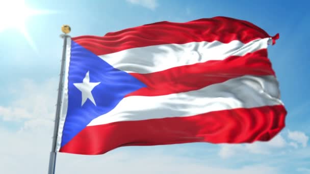 Vlag Van Puerto Rico Naadloze Looping Rendering Video Omvat Geïsoleerd — Stockvideo