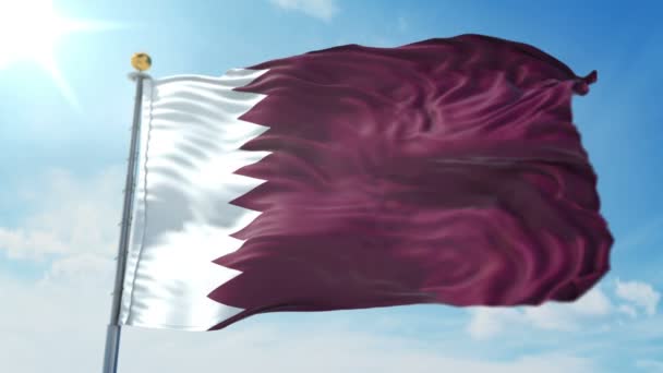 Bandeira Qatar Sem Costura Looping Renderização Vídeo Inclui Isolado Tela — Vídeo de Stock