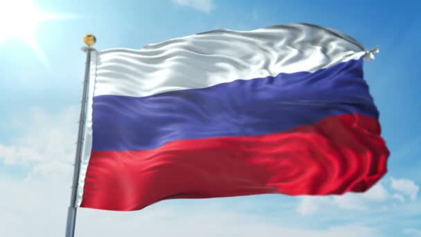 俄罗斯国旗无缝循环3D 渲染视频 包括在绿色屏幕和 Alpha 通道上的隔离 作为亮度遮罩 便于在 中进行裁剪 美丽的纺织布料循环挥舞 — 图库视频影像