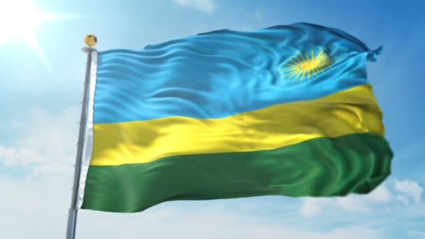 卢旺达国旗无缝循环3D 渲染视频 包括在绿色屏幕和 Alpha 通道上的隔离 作为亮度遮罩 便于在 中进行裁剪 美丽的纺织布料循环挥舞 — 图库视频影像