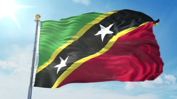Flaga Saint Kitts Nevis Bezszwowe Zapętlenie Wideo Renderowania Zawiera Białym — Wideo stockowe