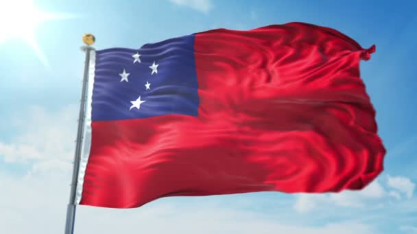 Samoa Flagge Nahtlose Schleifen Rendering Video Enthält Isoliert Auf Grünem — Stockvideo
