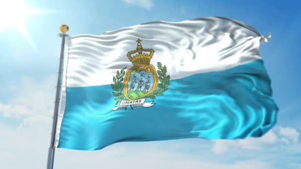 San Marino Flag Seamless Looping Rendering Video Includes Isolated Green — Stock Video