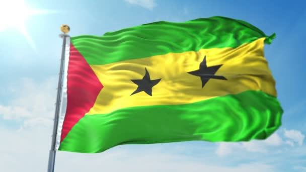 São Tomé Príncipe Bandeira Sem Costura Looping Renderização Vídeo Inclui — Vídeo de Stock