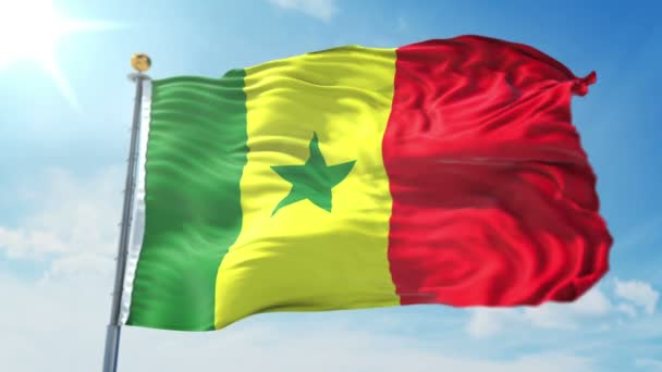 Senegals Flagga Sömlös Looping Rendering Video Omfattar Isolerade Grön Skärm — Stockvideo
