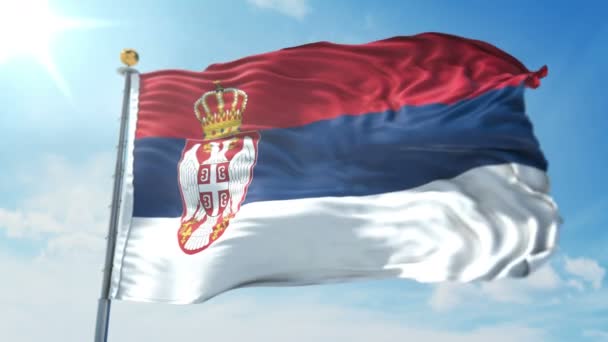 Sérvia Bandeira Sem Costura Looping Renderização Vídeo Inclui Isolado Tela — Vídeo de Stock
