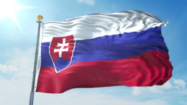 スロバキアの旗がシームレスな レンダリング ビデオをループします で簡単クリップのルミナンス マットとしての隔離のグリーン スクリーンとのアルファ チャネルが含まれています 美しいテキスタイル布布ループを振ってください — ストック動画