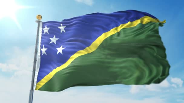 Isole Salomone Bandiera Senza Soluzione Continuità Loop Video Rendering Include — Video Stock
