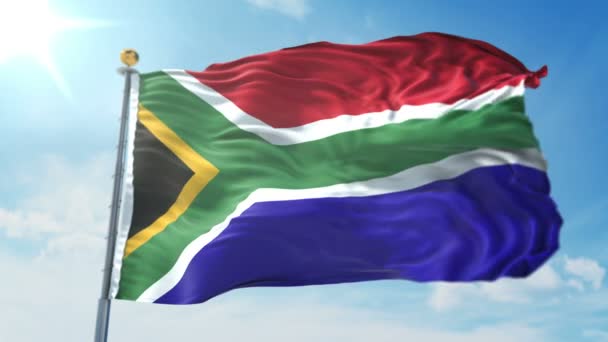 South Africa Flag Seamless Looping Rendering Video Includes Isolated Green — Stock Video