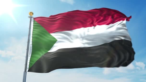 スーダンの国旗はシームレスな レンダリング ビデオをループします で簡単クリップのルミナンス マットとしての隔離のグリーン スクリーンとのアルファ チャネルが含まれています 美しいテキスタイル布布ループを振ってください — ストック動画