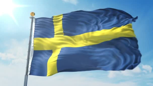 Sverige Flagga Sömlös Looping Rendering Video Omfattar Isolerade Grön Skärm — Stockvideo