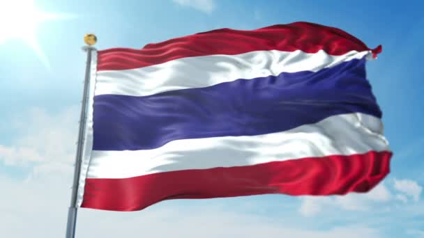 Thailand Vlag Naadloze Looping Rendering Video Omvat Geïsoleerd Groen Scherm — Stockvideo