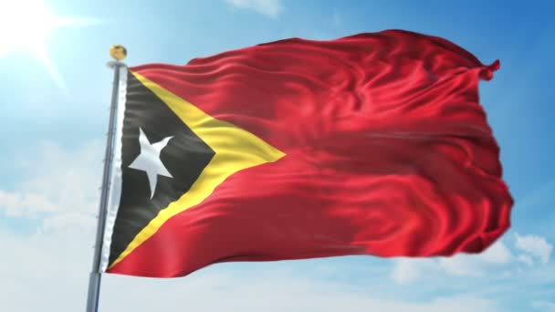 Прапор Східного Тимору Безшовні Циклічного Відтворення Рендеринга Відео Включає Ізольовані — стокове відео