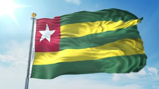 Togo Flag Seamless Looping Rendering Video Includes Isolated Green Screen — Stock Video