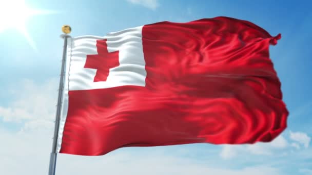 Tonga Bandeira Sem Costura Looping Renderização Vídeo Inclui Isolado Tela — Vídeo de Stock