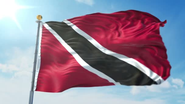 Trinidad Och Tobagos Flagga Sömlös Looping Rendering Video Omfattar Isolerade — Stockvideo