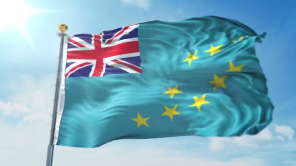 Tuvalu Bandera Bucle Sin Fisuras Renderizado Vídeo Incluye Aislado Pantalla — Vídeos de Stock
