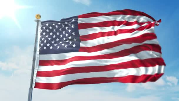 Unites States America Flag Seamless Looping Rendering Video Includes Isolated — Stock Video