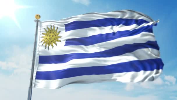 Uruguai Bandeira Sem Costura Looping Renderização Vídeo Inclui Isolado Tela — Vídeo de Stock