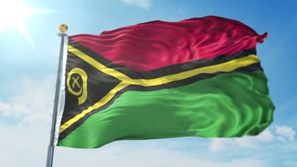 Вануату Флаг Плавный Цикл Рендеринга Видео Включает Изолированные Зеленом Экране — стоковое видео