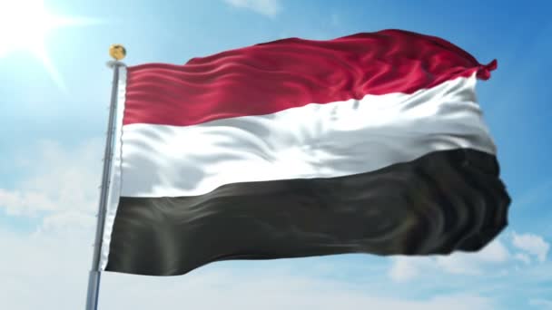 Bandera Yemen Bucle Sin Fisuras Renderizado Vídeo Incluye Aislado Pantalla — Vídeo de stock