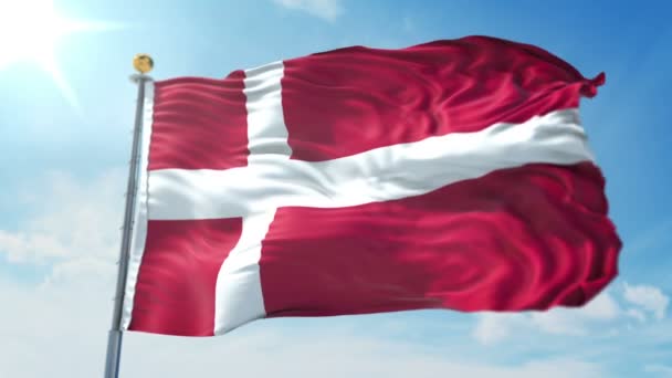 Denmark Flag Seamless Looping Rendering Video Includes Isolated Green Screen — Stock Video