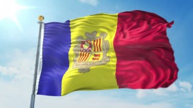 Andorra bayrağı 3d işleme video döngü sorunsuz. 3 in 1: luma mat Ae içinde kolay kırpma için olarak izole üzerinde yeşil ekran ve alfa kanalı içerir. Güzel Tekstil Kumaş kumaş döngü sallayarak
