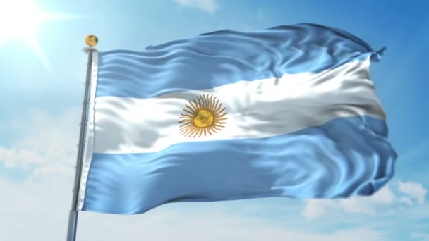 Bandeira Argentina Sem Costura Looping Renderização Vídeo Inclui Isolado Tela — Vídeo de Stock