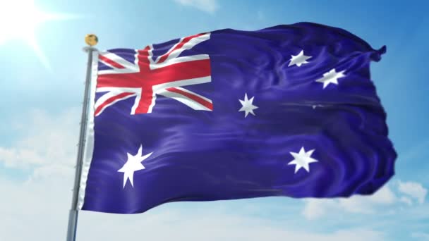 Australië Vlag Naadloze Looping Rendering Video Omvat Geïsoleerd Groen Scherm — Stockvideo