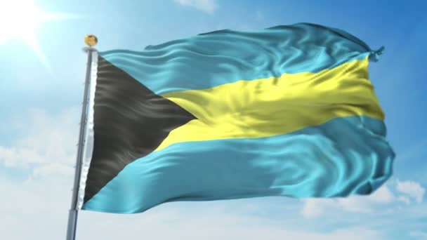 Bahama Szigetek Zászlaja Varrat Nélküli Hurok Renderelés Video Ben Luma — Stock videók