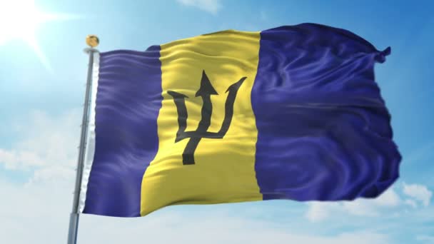 Vlag Van Barbados Naadloze Looping Rendering Video Omvat Geïsoleerd Groen — Stockvideo