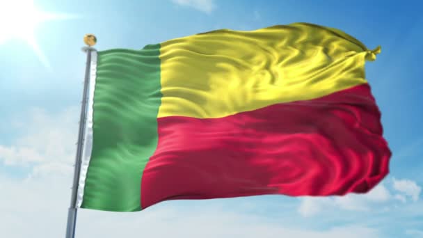 Bandera Benin Bucle Sin Fisuras Renderizado Vídeo Incluye Aislado Pantalla — Vídeos de Stock