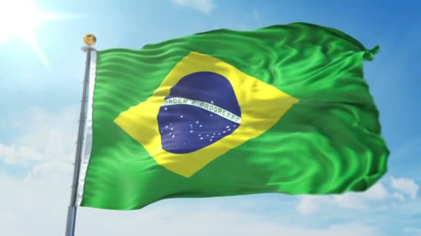 Brezilya Bayrağı Işleme Video Döngü Sorunsuz Luma Mat Içinde Kolay — Stok video