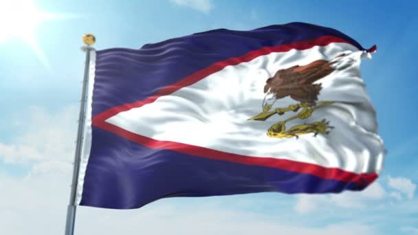 Прапор Американського Самоа Безшовні Циклічного Відтворення Рендеринга Відео Включає Ізольовані — стокове відео