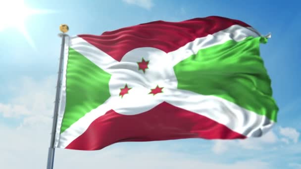 Burundi Bandeira Sem Costura Looping Renderização Vídeo Inclui Isolado Tela — Vídeo de Stock