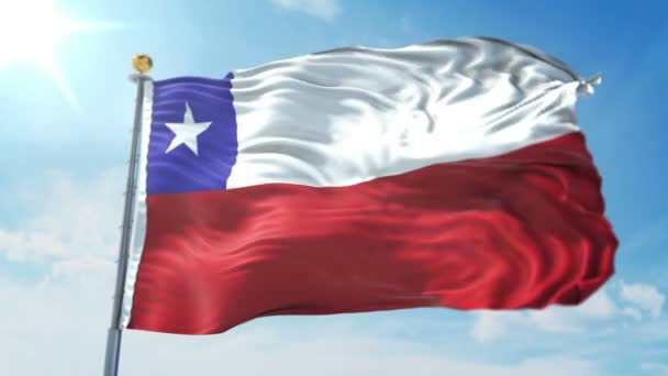 Chile Flagga Sömlös Looping Rendering Video Omfattar Isolerade Grön Skärm — Stockvideo