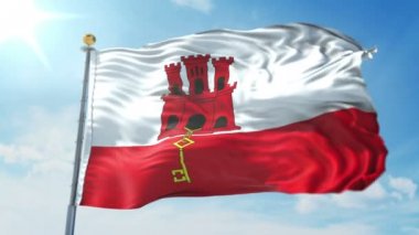 Gibraltar bayrak 3d işleme video döngü sorunsuz. 3 in 1: luma mat Ae içinde kolay kırpma için olarak izole üzerinde yeşil ekran ve alfa kanalı içerir. Güzel Tekstil Kumaş kumaş döngü sallayarak