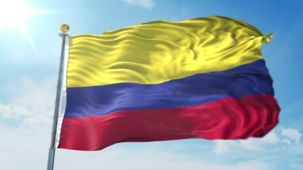 コロンビアの国旗がシームレスな レンダリング ビデオをループします で簡単クリップのルミナンス マットとしての隔離のグリーン スクリーンとのアルファ チャネルが含まれています 美しいテキスタイル布布ループを振ってください — ストック動画