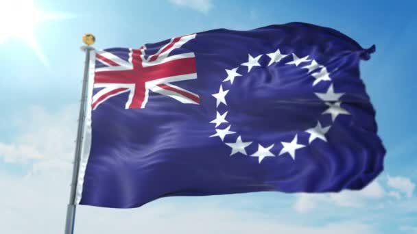 Cook Island Bandera Bucle Sin Fisuras Renderizado Vídeo Incluye Aislado — Vídeo de stock
