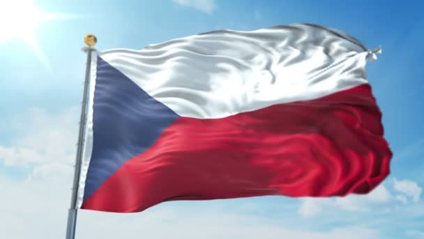 Прапор Чехії Безшовні Циклічного Відтворення Рендеринга Відео Включає Ізольовані Зелений — стокове відео