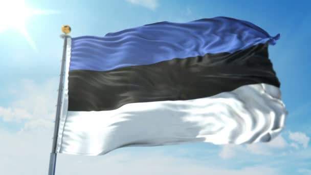 Flag Estonia Seamless Looping Rendering Video Включает Изолированные Зеленом Экране — стоковое видео