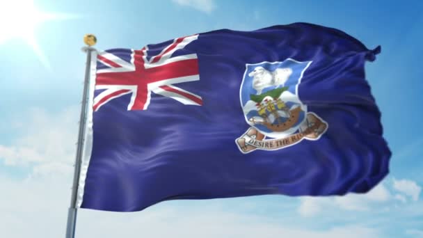 Falkland Islands Malvinas Flag Seamless Looping Rendering Video Includes Isolated — Stock Video