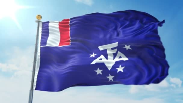 Francuskie Terytoria Południowe Antarktyczne Flaga Bezszwowe Zapętlenie Wideo Renderowania Zawiera — Wideo stockowe
